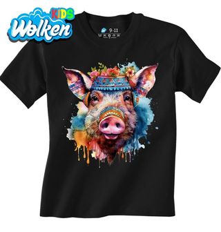 Dětské tričko Barevné Prase Boho.jpg