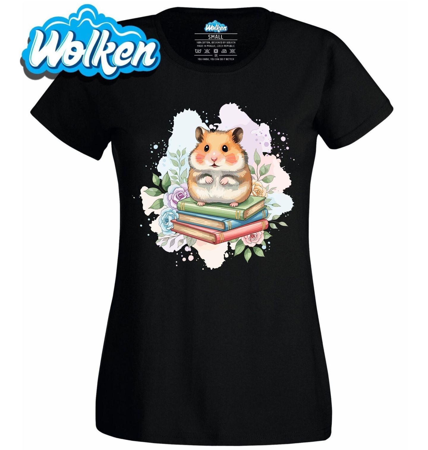 Dámské tričko Křeček na Knihách.jpg