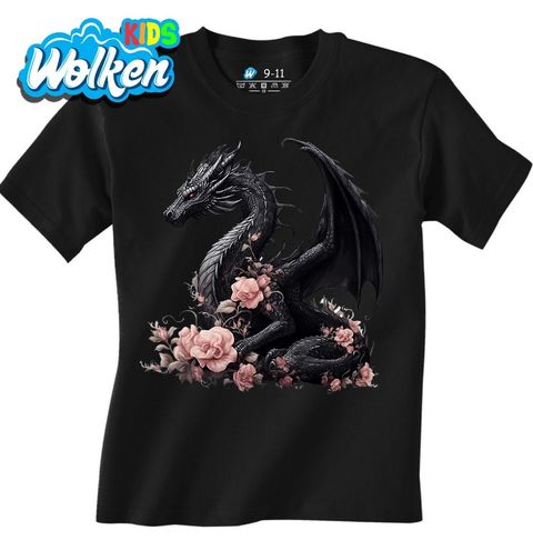 Obrázek produktu Dětské tričko Elegantní Černý Drak Sakura
