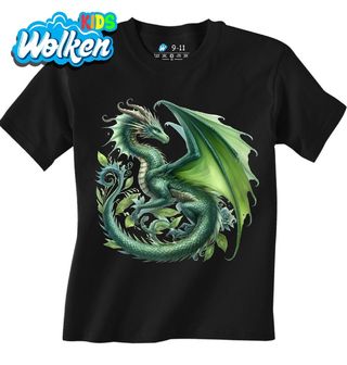 Dětské tričko Smaragdový Drak mezi Listy.jpg