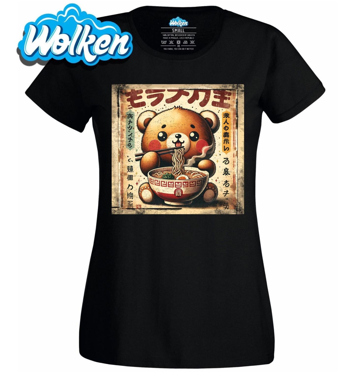 Dámské tričko Retro Japonský Plakát Medvěd a Ramen.jpg