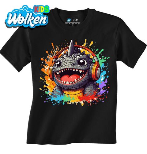 Obrázek produktu Dětské tričko Barevný Dinosarus se Sluchátky