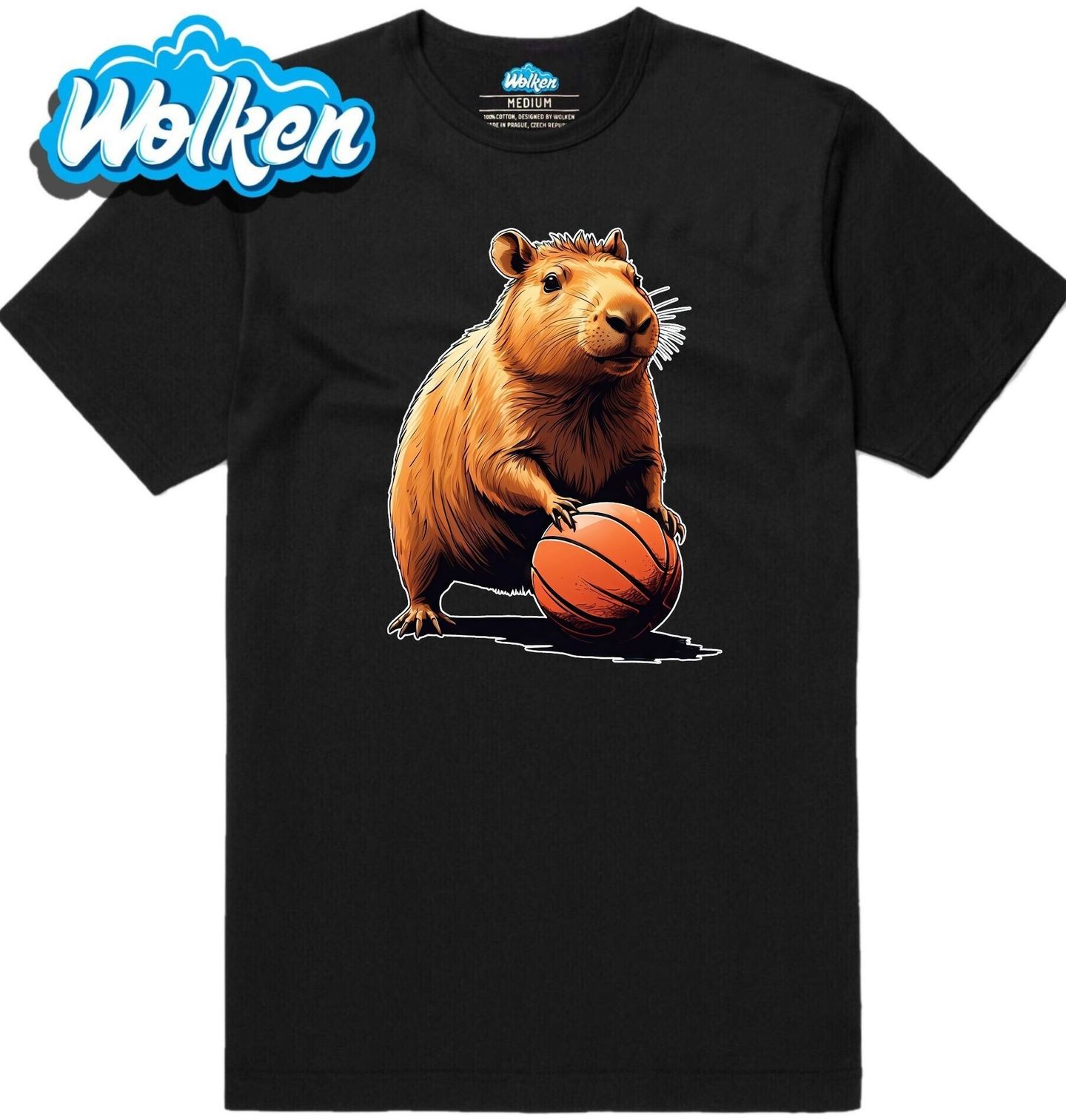 Pánské tričko Kapybara s Basketbalovým Míčem.jpg