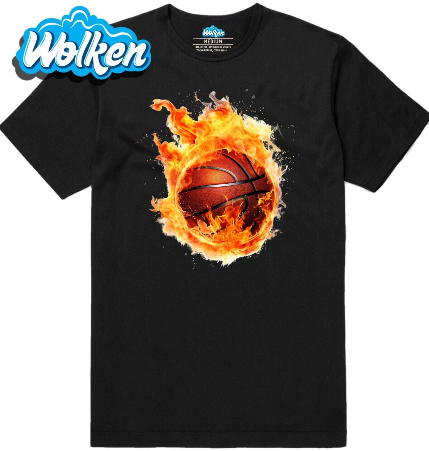 Pánské tričko Basketbalový Míč v Plamenech.jpg