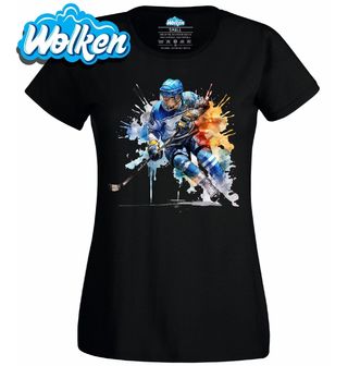 Dámské tričko Barevný Hokejista na Ledu.jpg