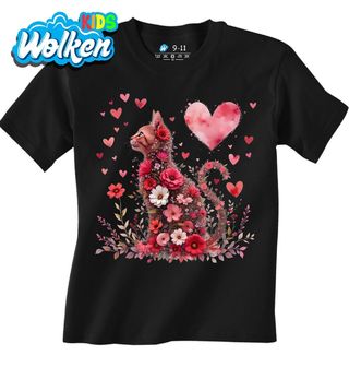 Dětské tričko Kočka v Zahradě Srdcí.jpg