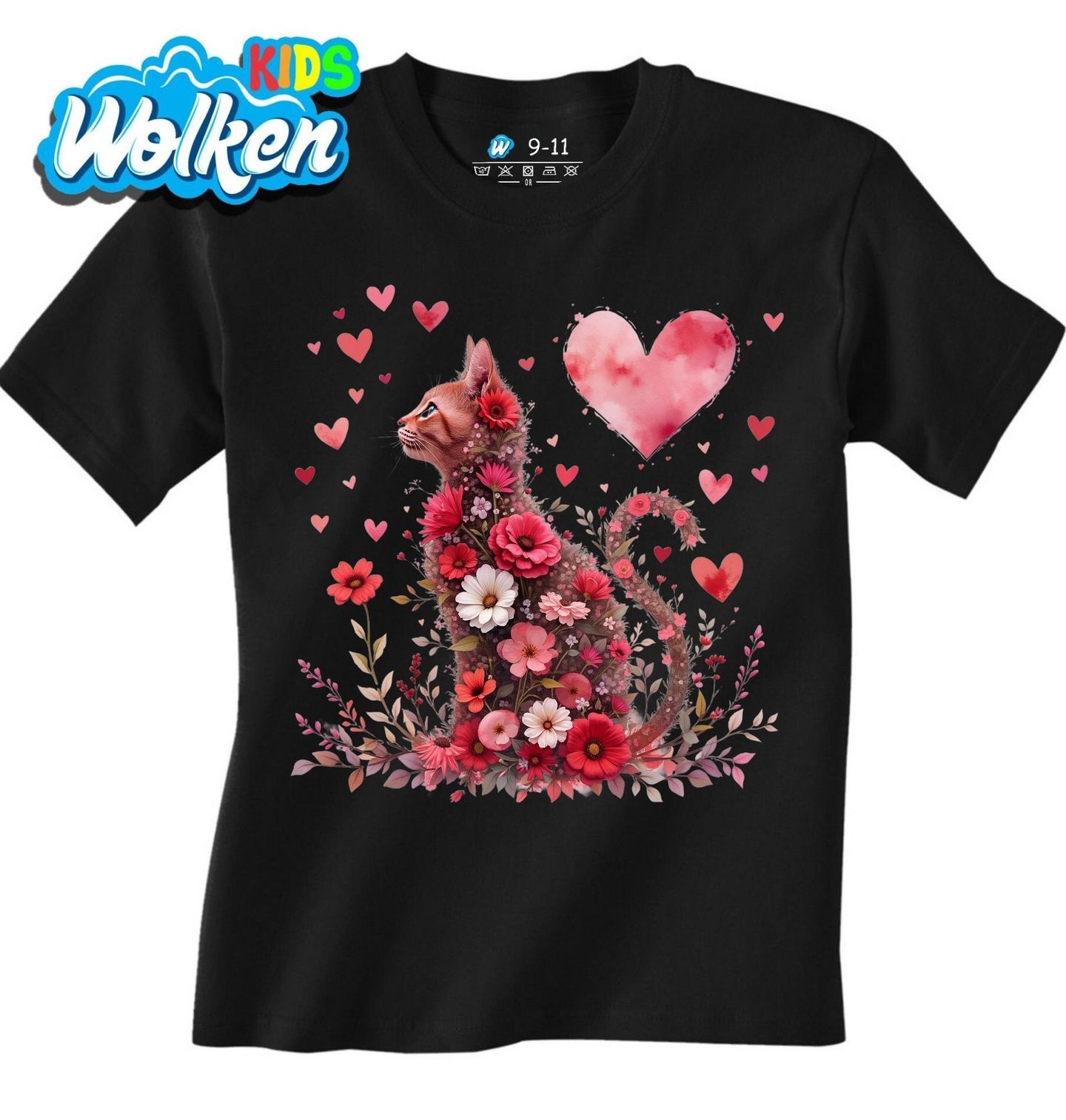 Dětské tričko Kočka v Zahradě Srdcí.jpg