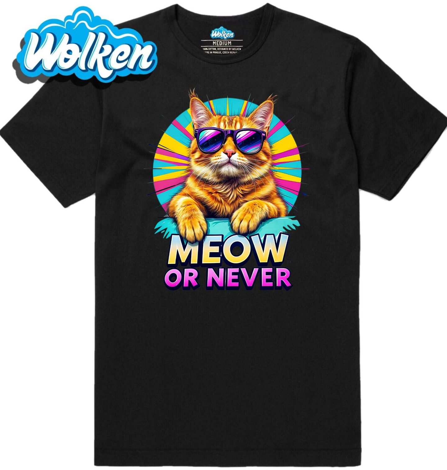 Pánské tričko Kočka v Brýlích Meow or Never.jpg
