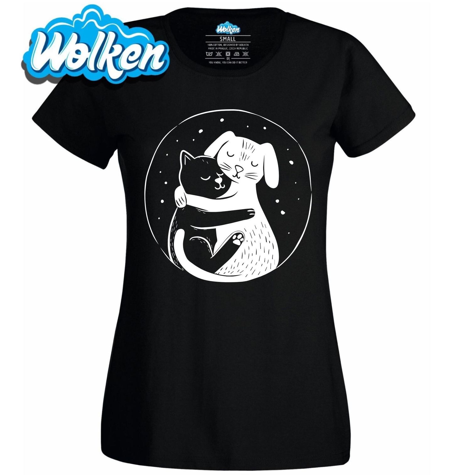 Dámské tričko Objetí Kočky a Psa.jpg