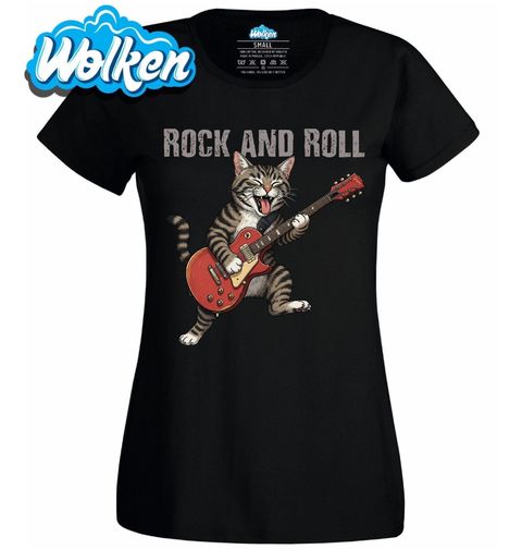 Obrázek produktu Dámské tričko Divoká Kočka s Kytarou Rock & Roll