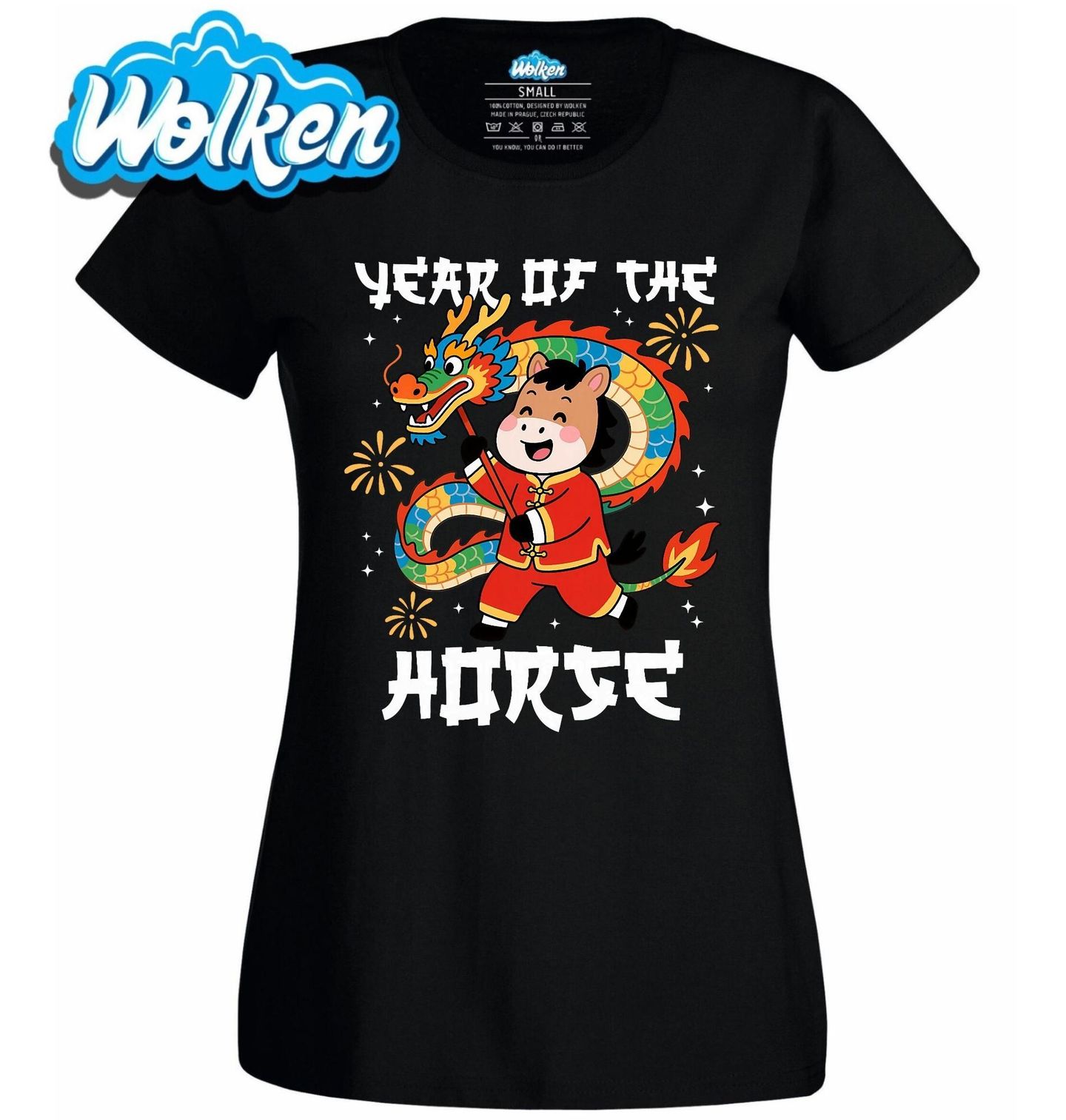 Dámské tričko Ohnivý Kůň Roku 2026 Čínský Dračí Tanec.jpg