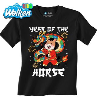 Dětské tričko Ohnivý Kůň Roku 2026 Čínský Dračí Tanec.jpg
