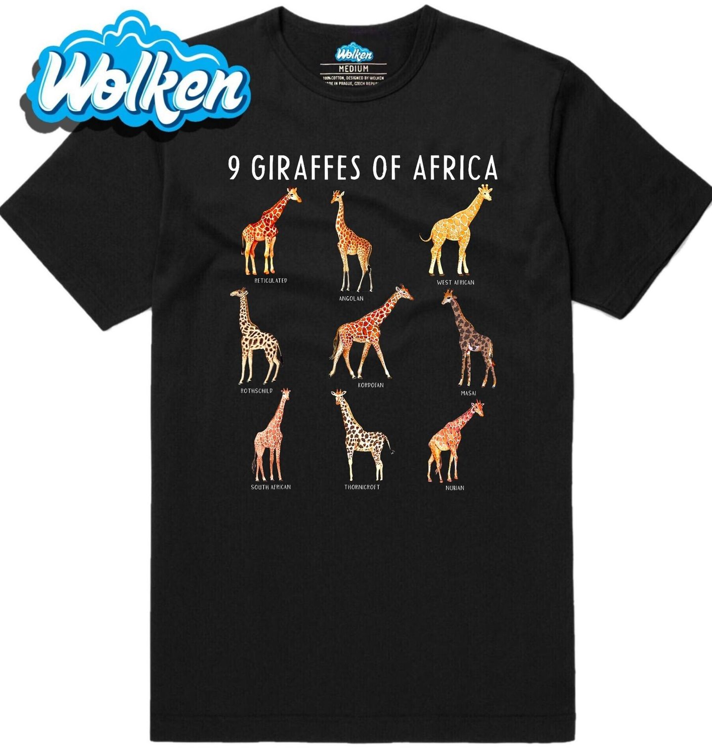 Pánské tričko 9 Druhů Žiraf z Afriky 9 Giraffes of Africa.jpg