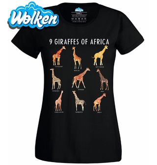 Dámské tričko 9 Druhů Žiraf z Afriky 9 Giraffes of Africa.jpg
