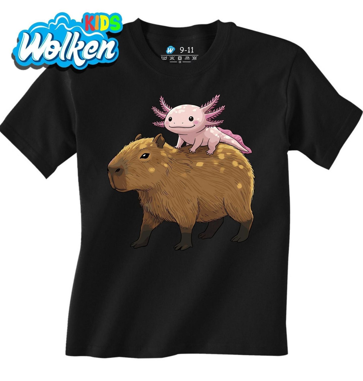 Dětské tričko Axolotl Jízda na Kapybaře.jpg