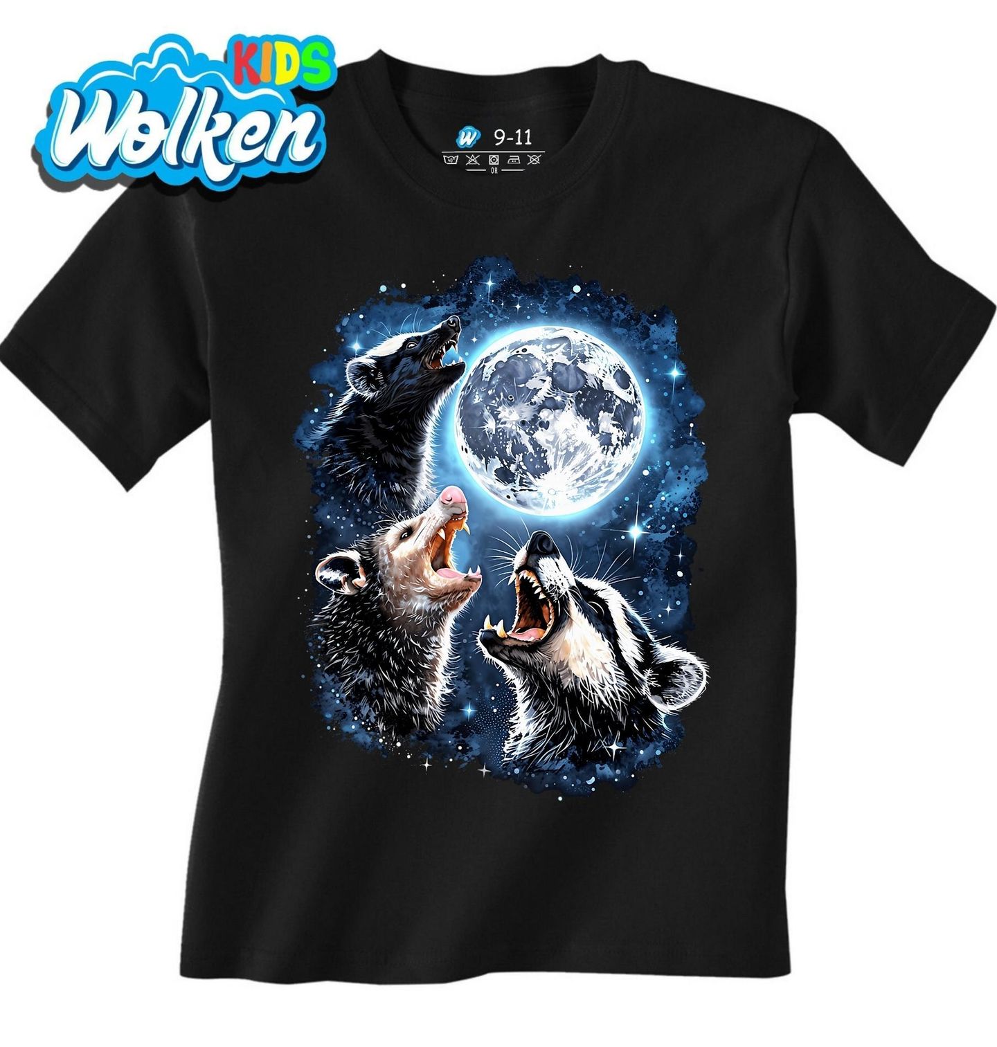 Dětské tričko Mýval, Vačice a Jezevec vyjící na Měsíc.jpg