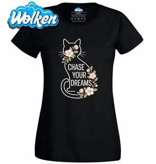 Dámské tričko Kočka a Květy Sakury Chase Your Dreams.jpg