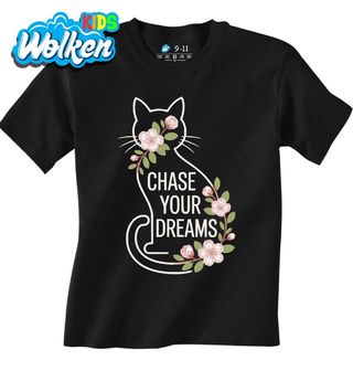 Dětské tričko Kočka a Květy Sakury Chase Your Dreams.jpg