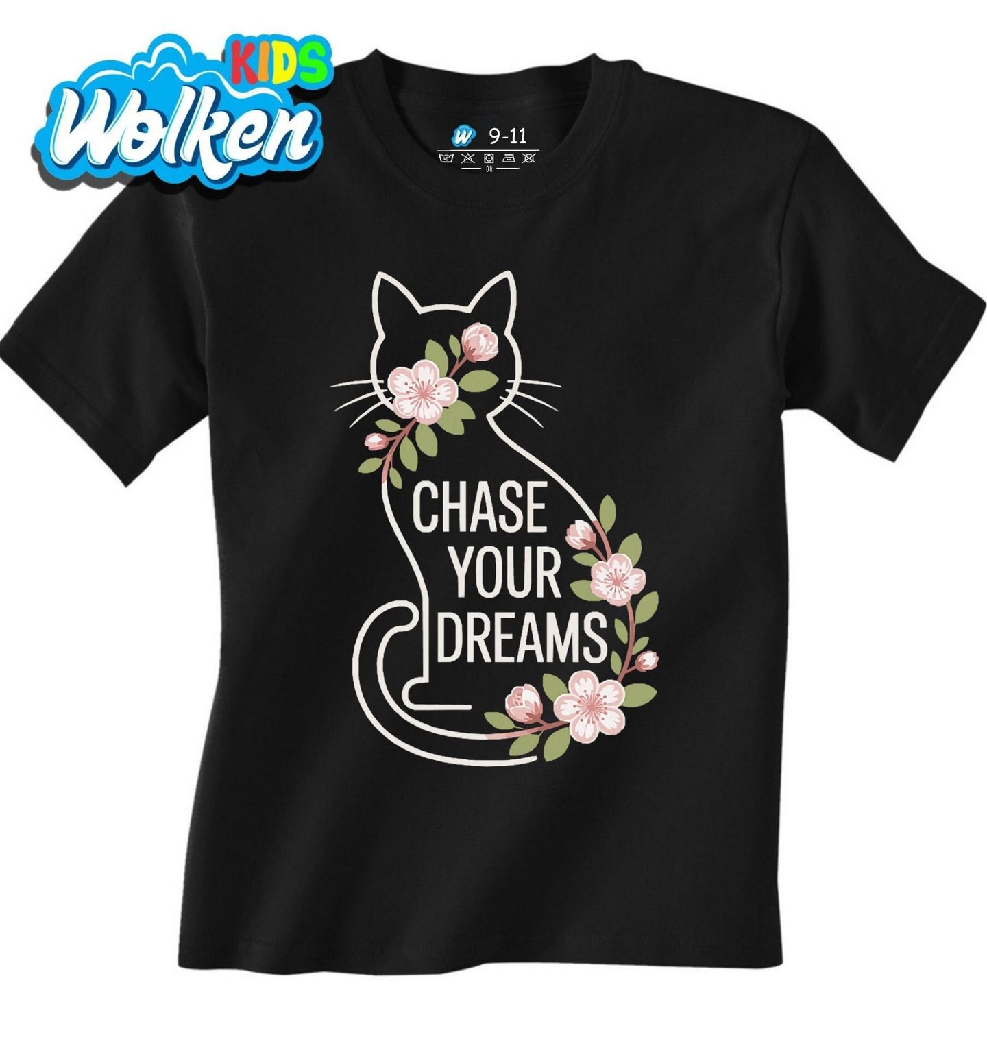 Dětské tričko Kočka a Květy Sakury Chase Your Dreams.jpg