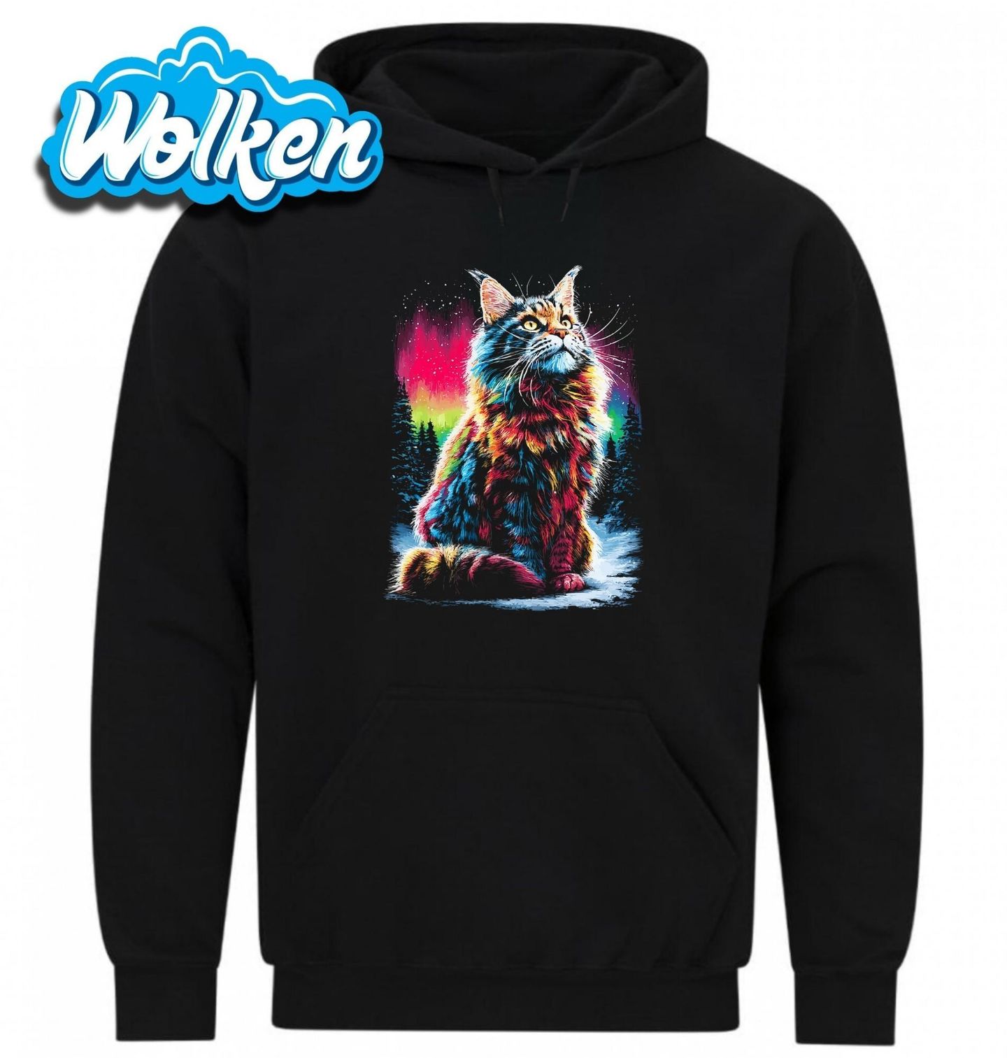 Mikina Mainská Mývalí Kočka pod Polární Září.jpg