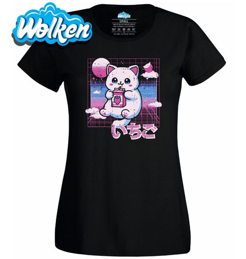Obrázek produktu Dámské tričko Kočka a Jahodové Mléko Vaporwave 80s