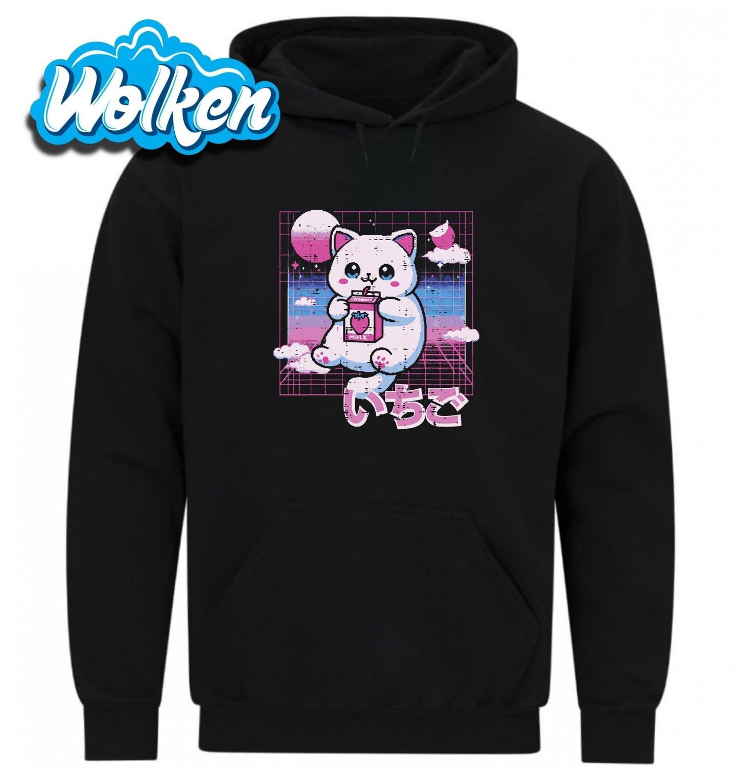 Mikina Kočka a Jahodové Mléko Vaporwave 80s.jpg