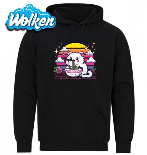 Obrázek produktu Pánská mikina Kawaii Kočka a Miska Ramenu Vaporwave