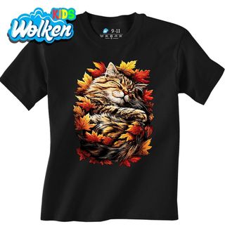 Dětské tričko Spící Kočka v Listí.jpg