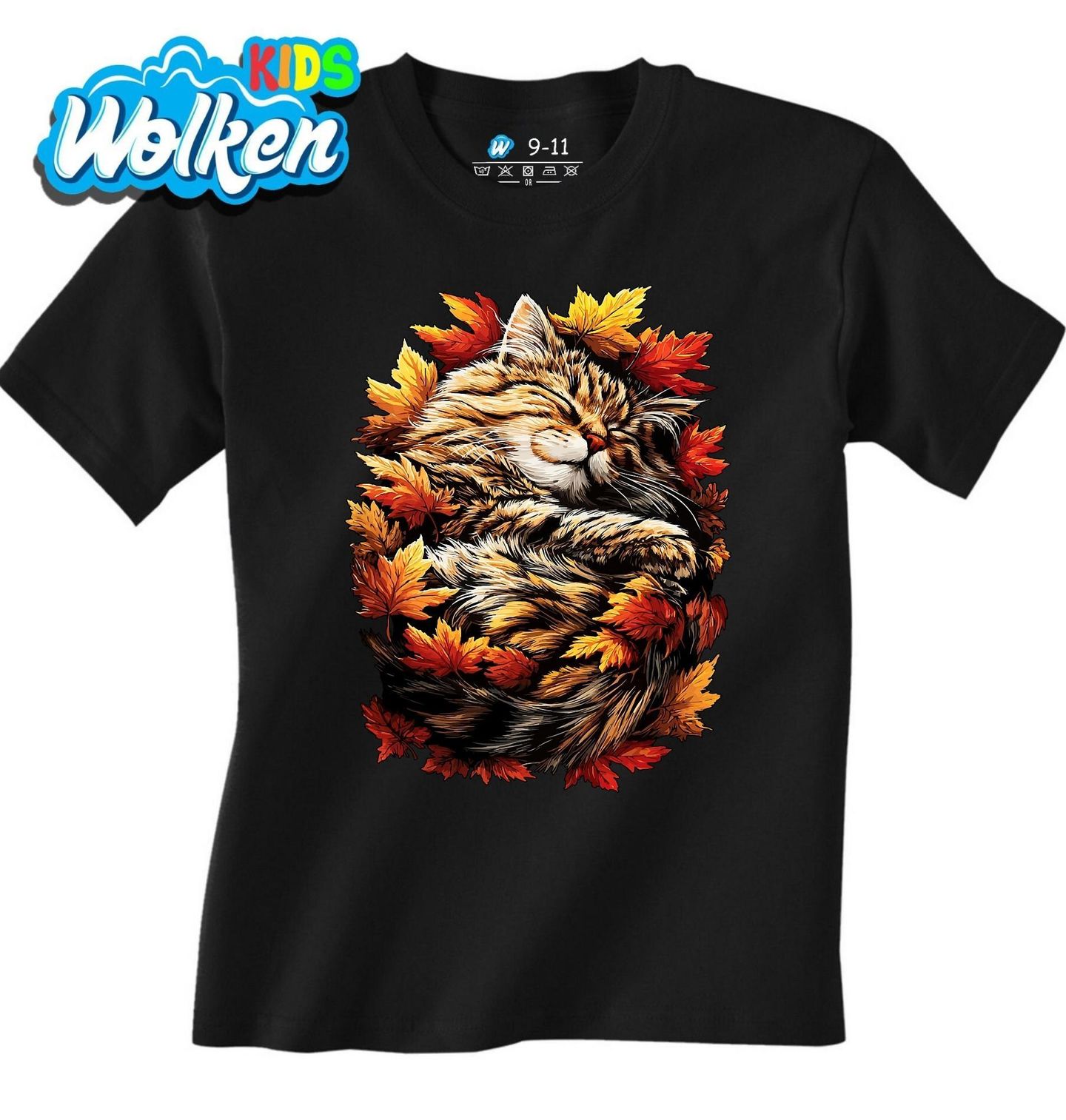 Dětské tričko Spící Kočka v Listí.jpg