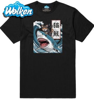 Pánské tričko Ninja Kočka na Žralokovi Ukiyo-e Art.jpg