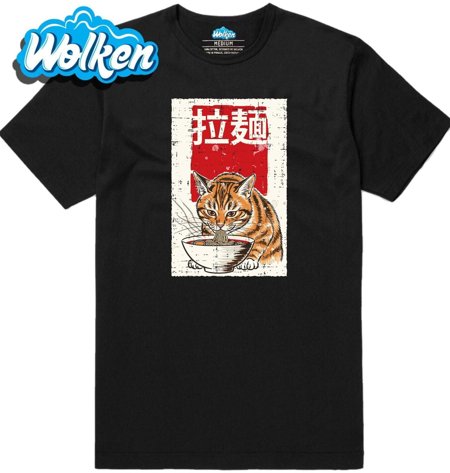 Pánské tričko Oranžová Kočka a Miska Ramen Nudlí.jpg