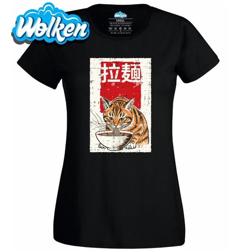 Obrázek produktu Dámské tričko Oranžová Kočka a Miska Ramen Nudlí