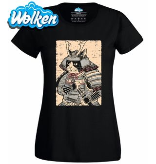 Dámské tričko Kočka v Samurajské Zbroji Ukiyo-e Art.jpg