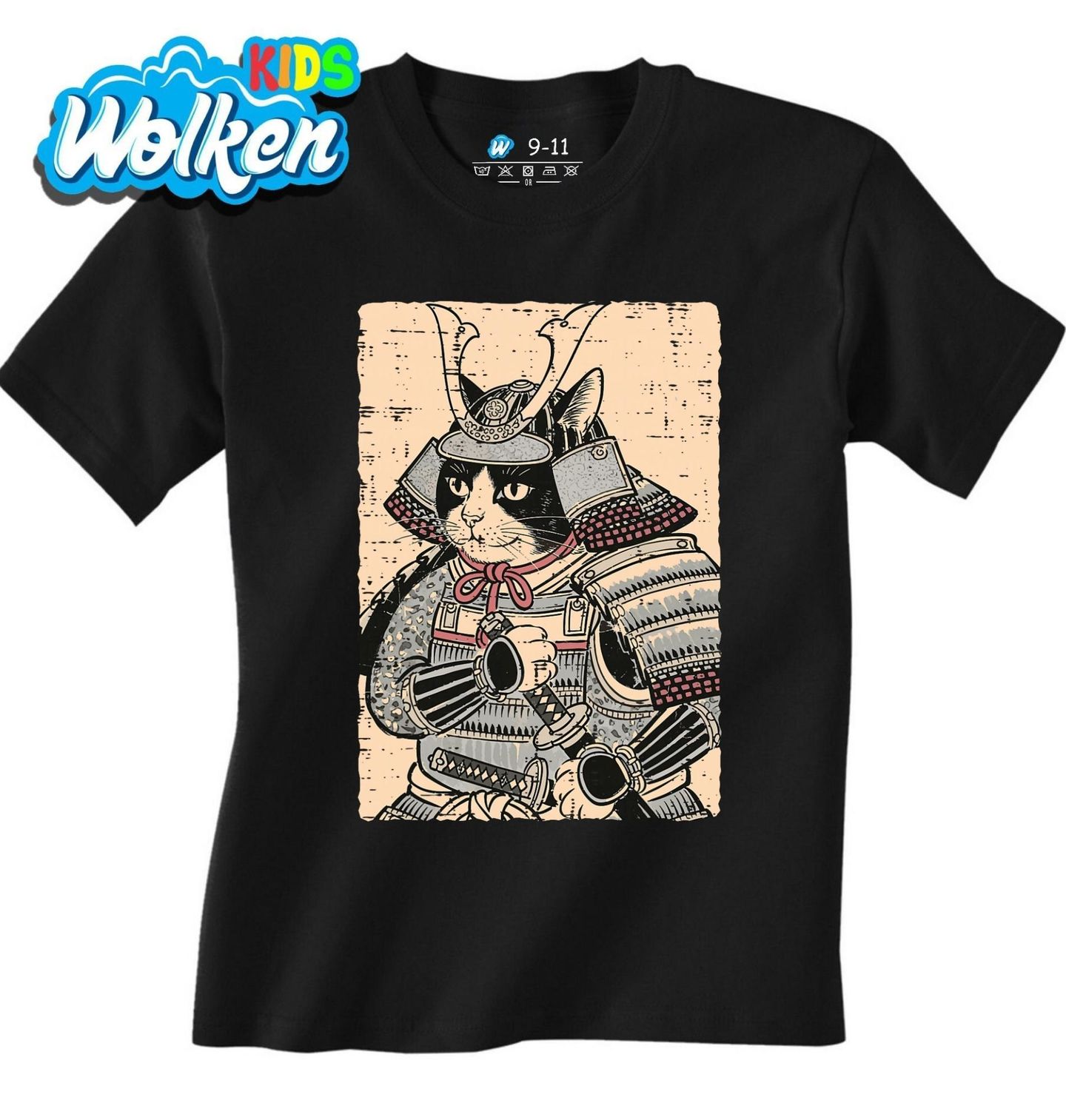 Dětské tričko Kočka v Samurajské Zbroji Ukiyo-e Art.jpg