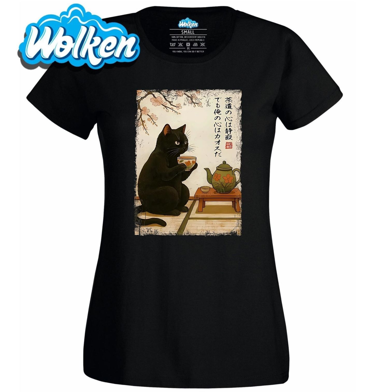 Dámské tričko Klidná Kočka u Čajového Obřadu.jpg