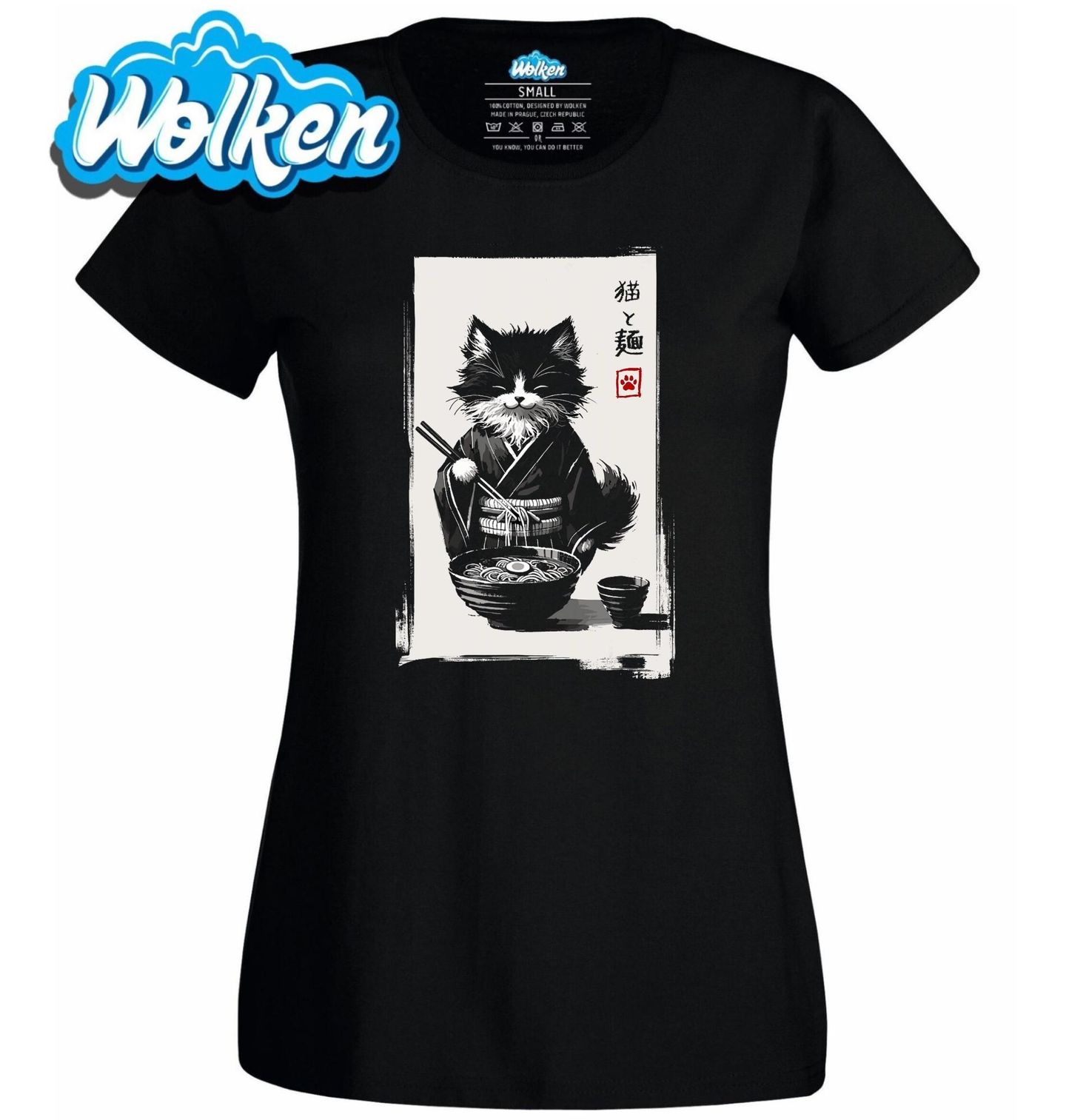 Dámské tričko Kočka v Kimonu s Miskou Ramenu.jpg