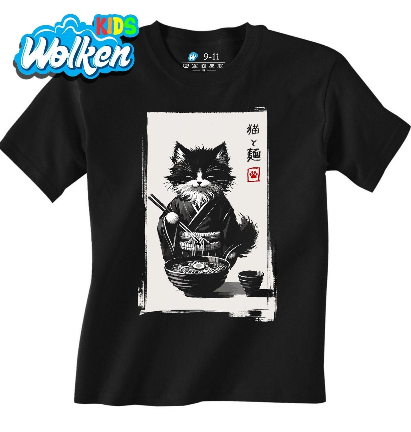 Dětské tričko Kočka v Kimonu s Miskou Ramenu.jpg