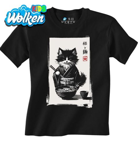 Obrázek produktu Dětské tričko Kočka v Kimonu s Miskou Ramenu