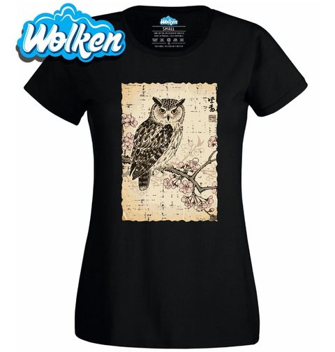 Obrázek produktu Dámské tričko Sova na Větvi Sakury Ukiyo-e Art