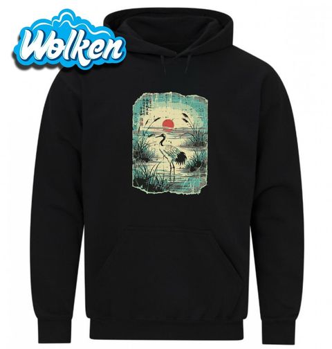 Obrázek produktu Pánská mikina Jeřáb Mandžuský při Západu Slunce Ukiyo-e Art