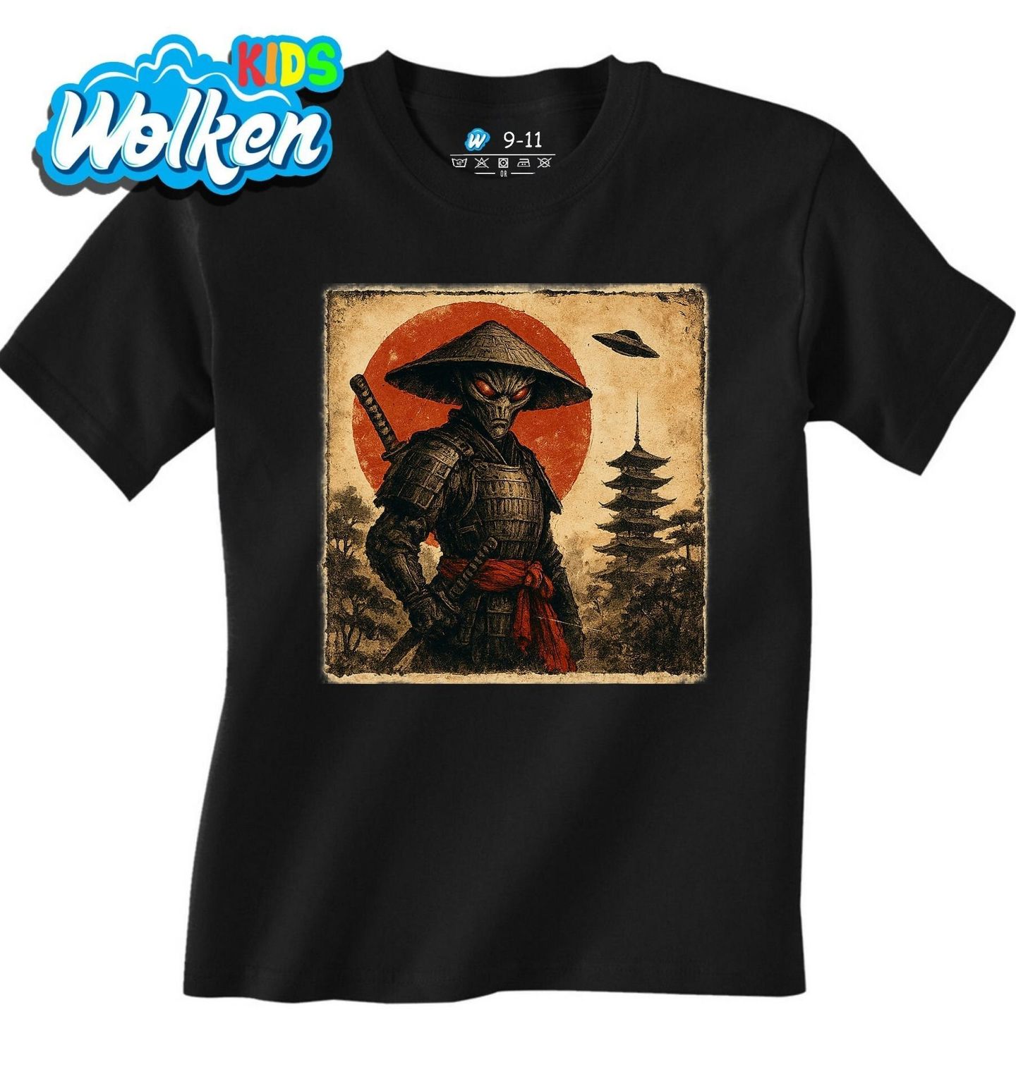 Dětské tričko Mimozemšťan Samuraj před Pagodou.jpg