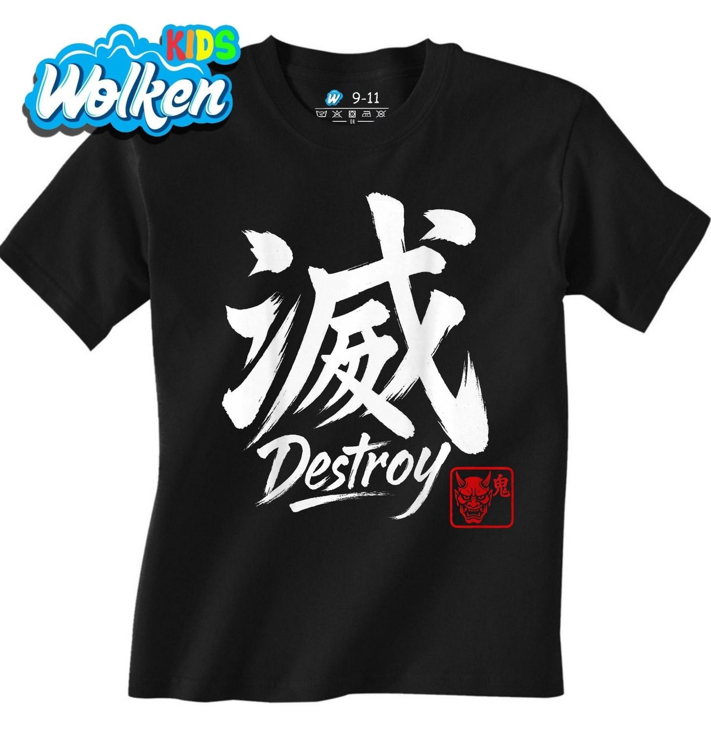 Dětské tričko Kaligrafie Destroy s démonem Oni.jpg