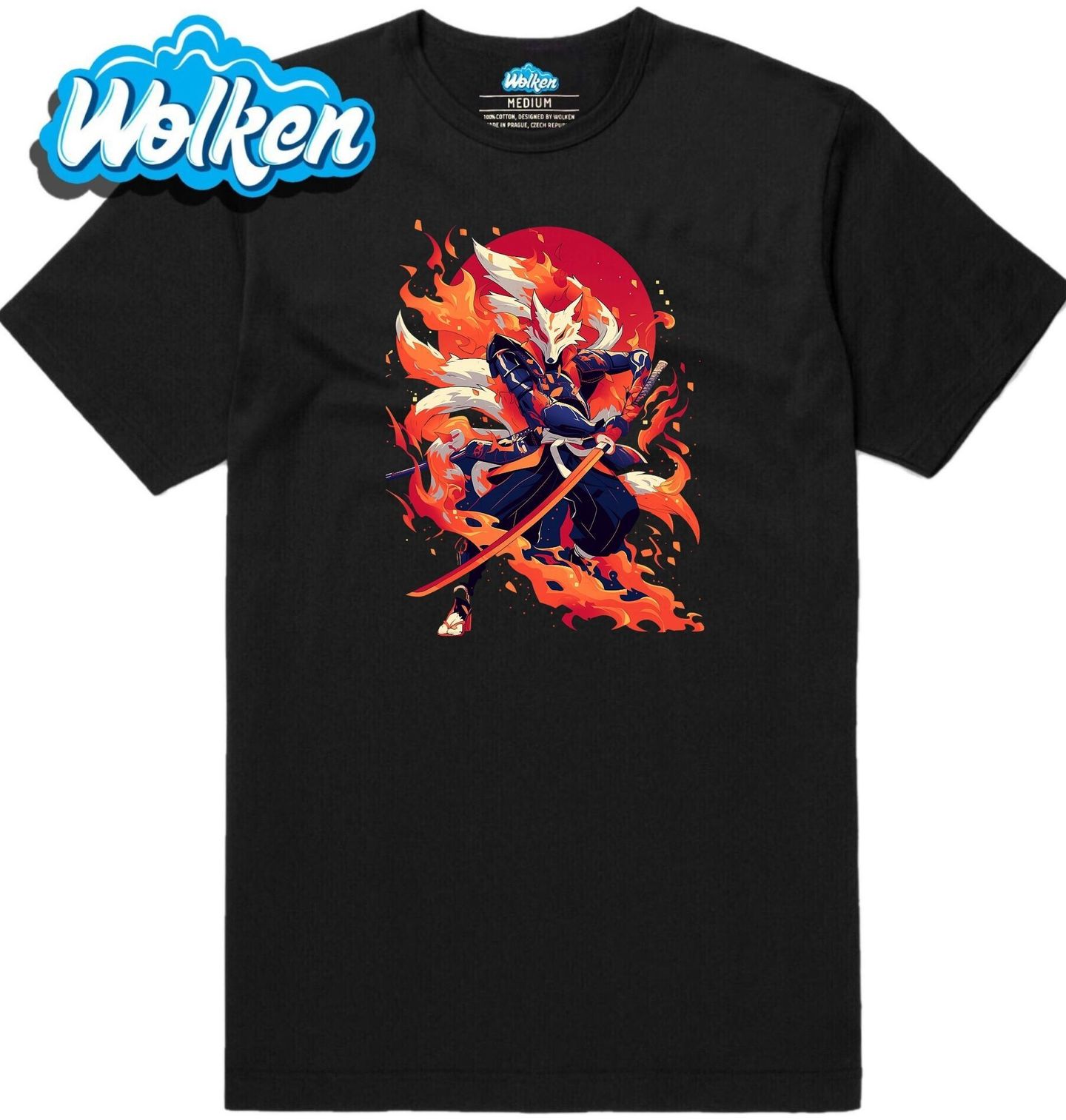 Pánské tričko Ohnivý Samuraj Devítiocasá Liška Kitsune.jpg