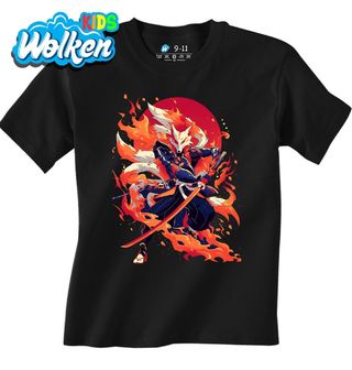 Dětské tričko Ohnivý Samuraj Devítiocasá Liška Kitsune.jpg