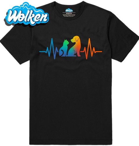 Obrázek produktu Pánské tričko Barevný Kardiogram Kočka a Pes