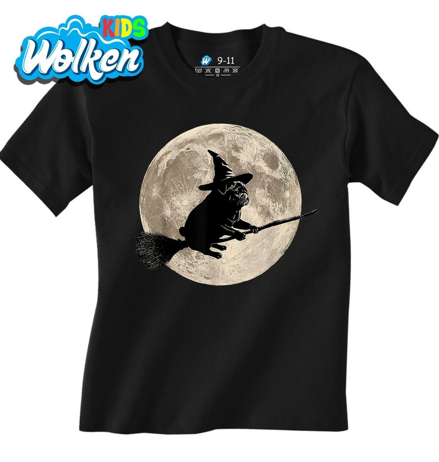 Dětské tričko Čaroděj Mops na Létajícím Koštěti.jpg