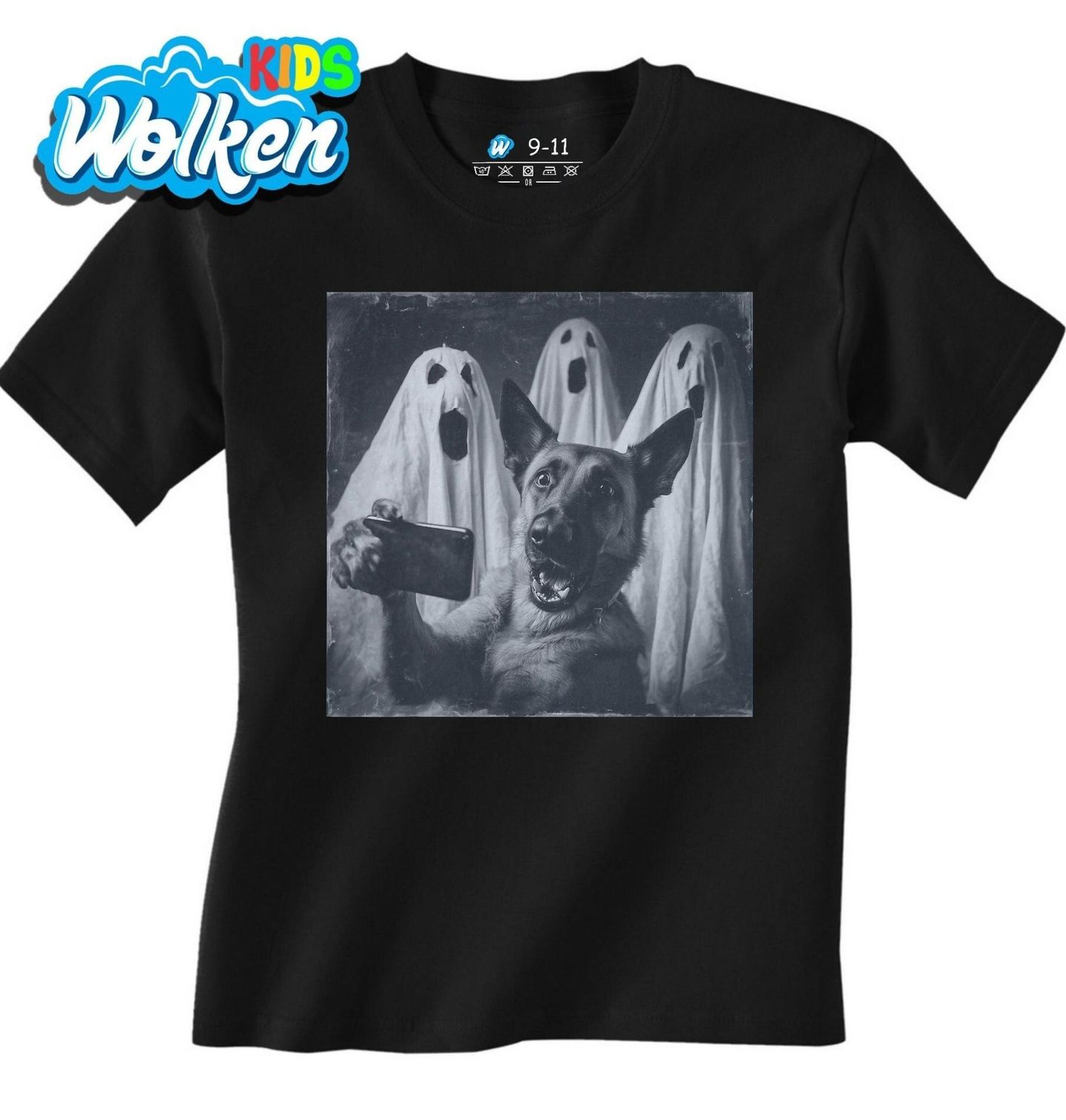 Dětské tričko Strašidelné Selfie Německý ovčák a Duchové.jpg