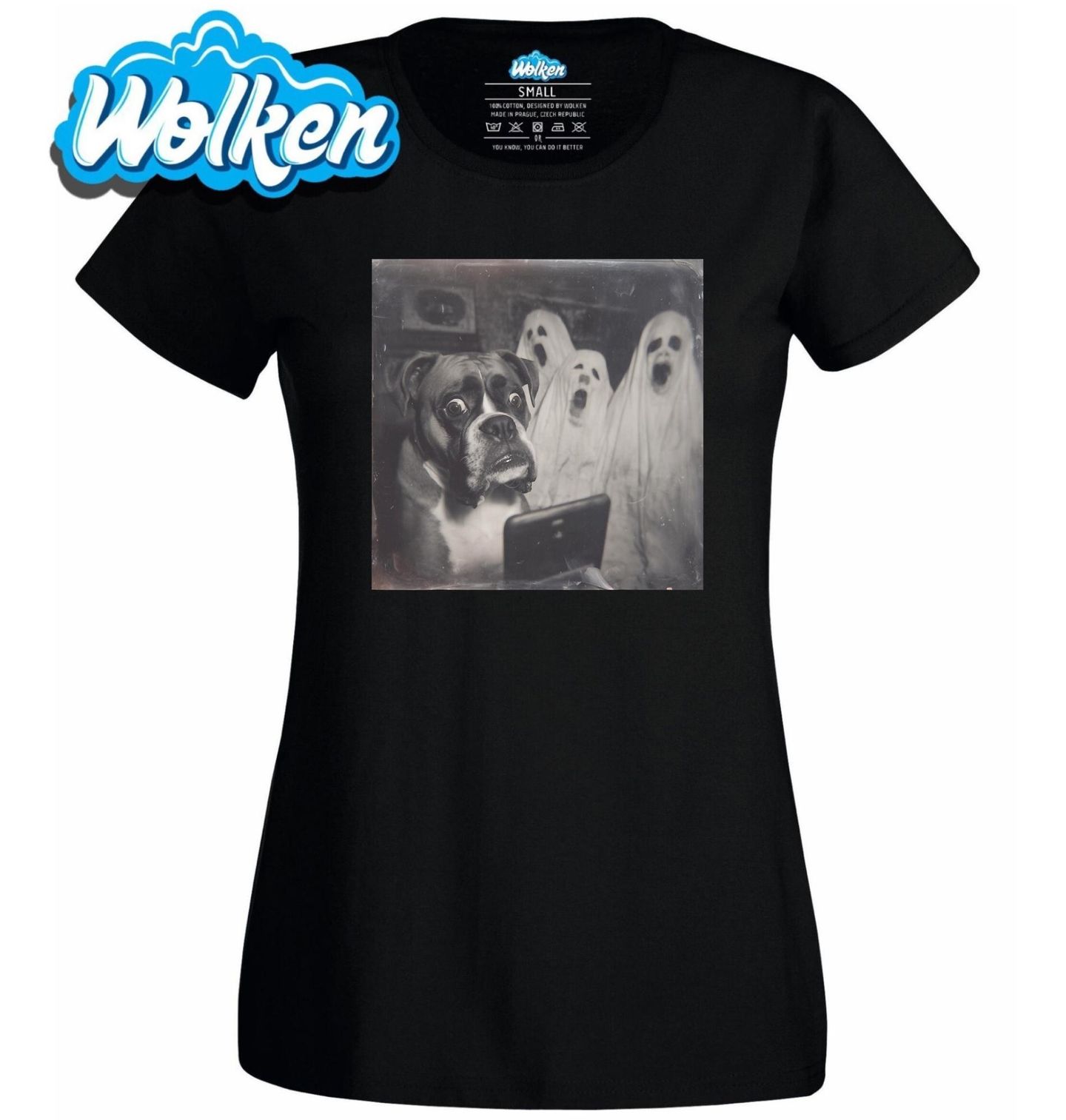 Dámské tričko Strašidelné Selfie Boxer a Duchové.jpg