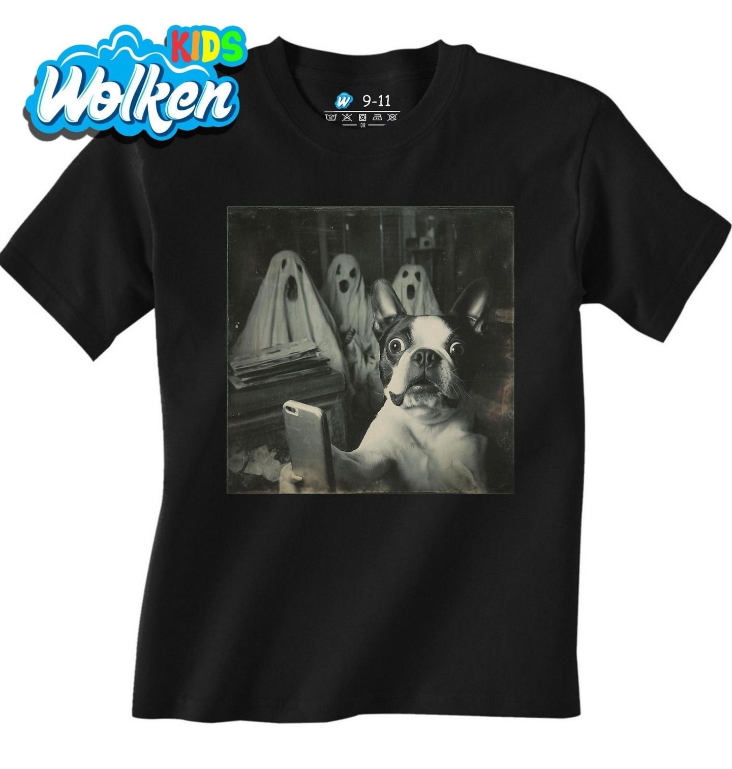 Dětské tričko Strašidelné Selfie Boston teriér a Duchové.jpg