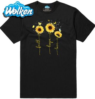 Pánské tričko Slunečnice a Motýly Faith Hope Love.jpg